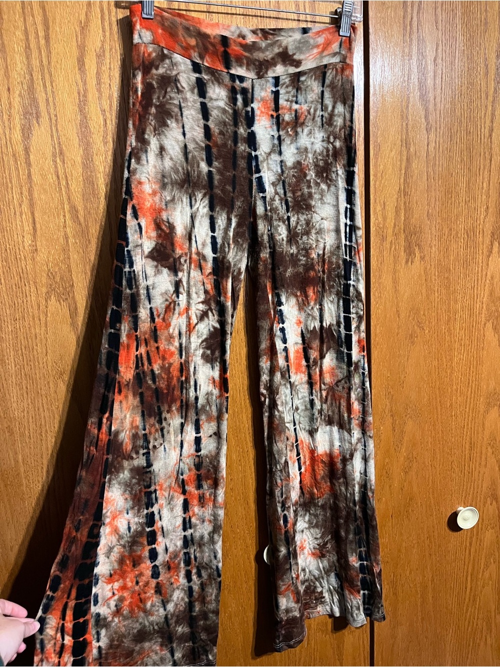 Tie-Dye Wide Leg Bottoms in Brown & Orange